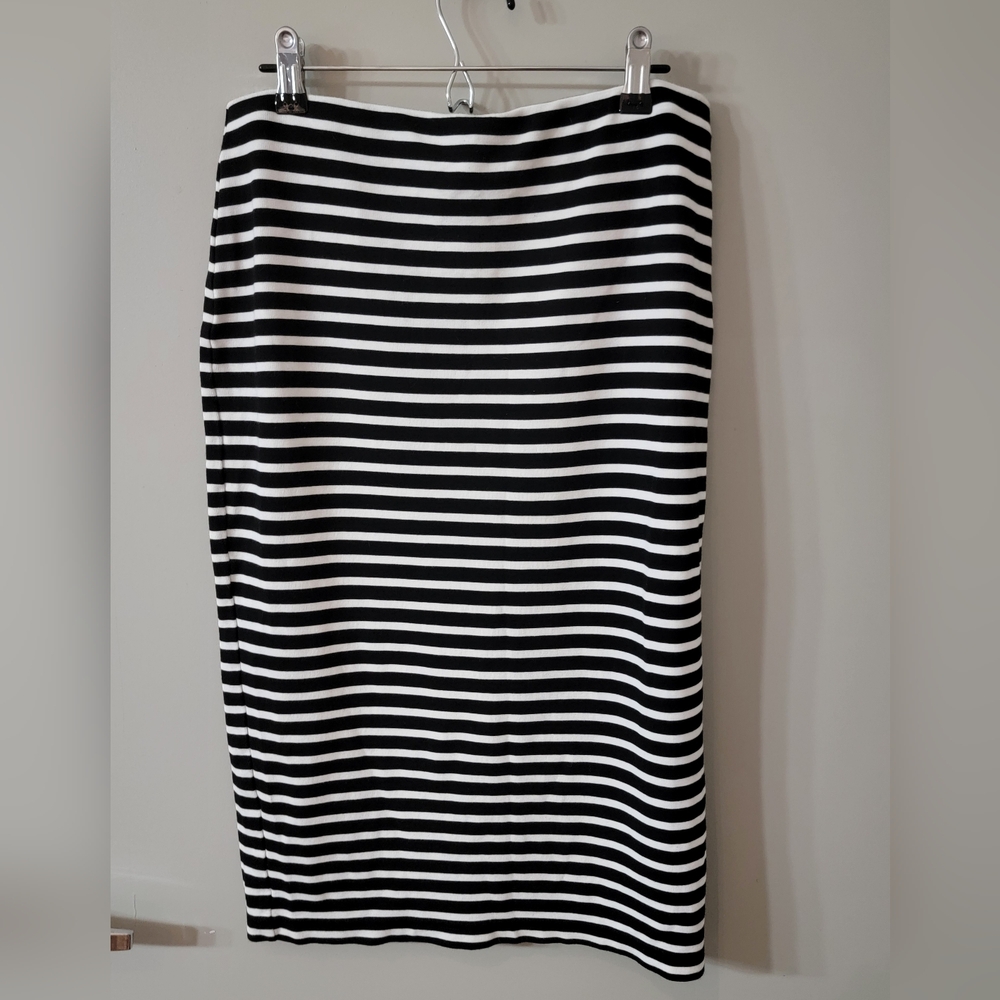 Sanctuary Knit Stretch Black and White Striped Women's Pencil Skirt Size M